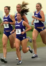 Marie Grabinski (rear), Diana Hossfeld (right), Lesley Meade (left) and Kyna Forkins (fore) all scored at Big Tens for NU.
