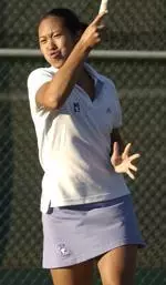 Andrea Yung (pictured) and partner Ruth Barnes helped NU sweep doubles with their 8-0 rout at No. 3.