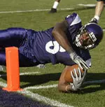 Northwestern receiver Brandon Horn scores the game-winning touchdown.