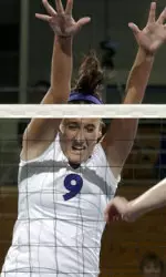 Sophomore Brittney Aldridge hit a team best .421 with 11 kills Saturday night at Iowa.