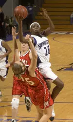 Senior Ifeoma Okonkwo led NU with 15 points and eight rebounds.
