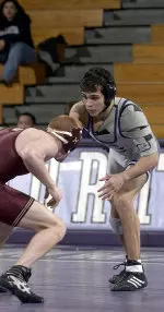 John Velez (pictured) upset the nation's second-ranked wrestler at 125 lbs. with a last second takedown in the third round.