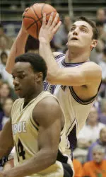 Vedran Vukusic goes up for a shot in the second half of Northwestern's winning effort Saturday.