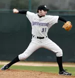 Evan Blesoff earned the victory in NU's game two 3-2 win.