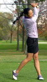 Ina Kim is five strokes back of tourney leader Kristen White.