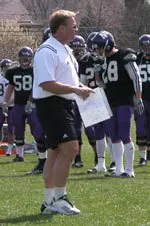 Head coach Randy Walker addresses his team prior to Saturday's scrimmage.