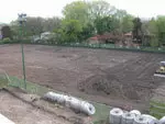 Installation of a new FieldTurf practice field is underway at Northwestern.