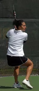 Alexis Prousis followed her doubles-match victory by defeating Miami's Ana Rupic, 7-5 6-1.