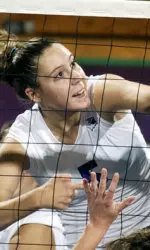Sophomore Stephanie Jurivich hit .500 with four kills, two blocks and 11 assists Saturday night against No. 5 Minnesota.