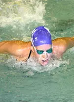 Junior Katie Braun won the 100 fly and finished second in the 200 fly in a pair of exciting races Thursday against California.