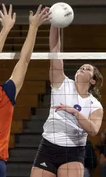 Senior Julie Purcell had a season-best 15 kills Friday night at Indiana for NU.