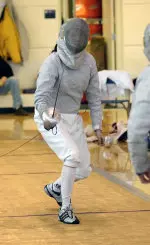 Senior Mai Vu tied for third in open women's sabre.