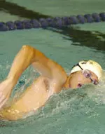 Sophomore Eric Nilsson broke the pool record with a 4:20.78 in the prelims of the 500 free Friday night.