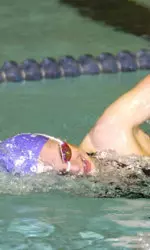 Junior Andrea Hupman claimed the pool record in the 100 free Sunday at the TYR Invitational, and was named Swimmer of the Meet for her efforts on the weekend.