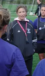 Kelly Amonte Hiller talks to her team before practice Wednesday at Thayer Academy.