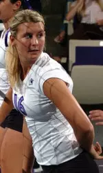 Chelsy Hyser had 14 kills to pace Northwestern Saturday night against No. 14 Wisconsin.