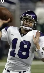 Northwestern quarterback C.J. Bachér throws in the first quarter against Eastern Michigan. (AP Photo/Carlos Osorio)