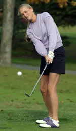 Senior Katie Trachok cut nine stroke off Friday's total for a second round 73.