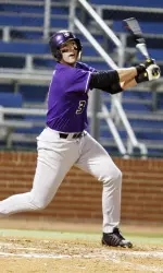 Max Mann drove in a run against the alumni team Saturday.