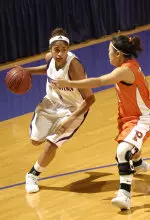 Senior Nadia Bibbs (pictured) recorded a double-double in NU's 67-39 victory over Australia's Showtime Basketball.
