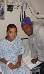 Rasheed Ward meets a new friend at CMH.