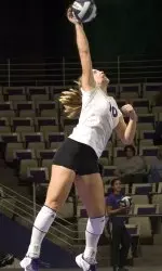 Senior Lindsay Anderson recorded her 10th double-double in NU's last 11 matches Saturday night against Purdue.