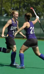 Senior Amanda Care (left) became NU's first first-team All-Big Ten selection since 2000. She was joined by second-team selection Alex Quinn.