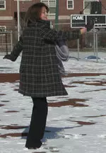 Special guest and Northwestern alum Christine Brennan (USA Today sports columnist, best-selling author and commentator for ABC News and ESPN) stopped by in February to practice the first pitch she will throw out at the Saturday, March 31 game against No. 9 Michigan.
