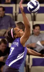 Freshman Brittani Gray had 13 kills Saturday morning against UNLV.