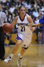Sophomore Jenny Eckhart was 5-of-6 from the field against Iowa Thursday evening. She tied a career-high with 13 points and also added six rebounds.