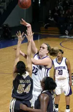 Sophomore Amy Jaeschke led Northwestern with a 21-point, 14-rebound effort Friday night at the Jones Convocation Center.
