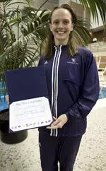 Senior Andrea Hupman broke three Northwestern, pool and meet records at the Big Ten Championships to be named Swimmer of the Meet.