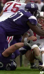 Barry Cofield, pictured here during Northwestern's win over Wisconsin in 2003, is a Super Bowl champion in his second NFL season.
