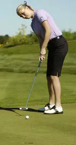 Senior Katie Trachok is third on the team in scoring, averaging 78.42 per round this season.