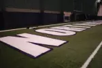 Once the winter weather arrives, NU football will be able to use its brand-new FieldTurf field in the Kirby-Flanagan Practice Room.
