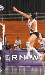 Sophomore Sabel Moffet had 14 kills, five blocks against the Hawkeyes.