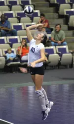 Freshman Alexandra Ayers ranks third on the team in digs (104) and is fourth in kills (96).