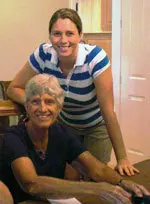 Stacy Fitzgerald and Bonnie Wefler at a 2008 Cat Backer luncheon.