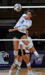 Redshirt freshman Kathryn Chrystal ranks third on the team in blocks (44) while adding 55 kills on the year.