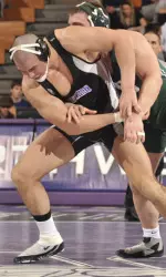 John Schoen (197) picked up a win over Richard Kessler of Stanford Saturday at the NU Duals.