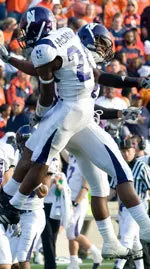 Sherrick McManis celebrates his game-ending interception Saturday at Illinois.