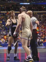 Keith Sulzer was edged by top-ranked Kellen Russell of Michigan in his 141-pound consolation match on Thursday.
