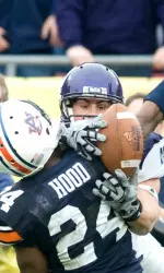 Pass interference was called, Andrew Brewer almost made the catch and photographer Stephen Carrera got the shot.
