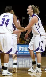 Amy Jaeschke had much to celebrate Sunday afternoon, scoring 28 points in NU's victory over LSU.