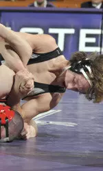 Jason Welch pinned NIU NCAA qualifier Bryan Deutsch Sunday in NU's 38-0 win over the Huskies.