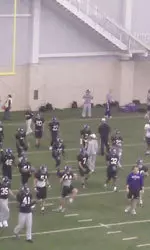 Forecasts of rain pushed NU indoors at TCU, though the weather eventually broke and a nice day ensued.