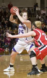 Brittany Orban recorded her fifth double-double of the season with 13 points and 11 boards against Indiana.