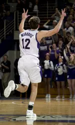 Luka Mirkovic had a double-double and his 3-pointer gave NU the lead after trailing by as many as 13.