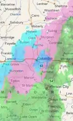Precipitation here in Missouri started out as rain and has turned into sleet and snow.