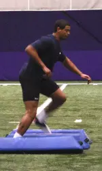 Corey Wootton working out for the NFL scouts and coaches on Monday.